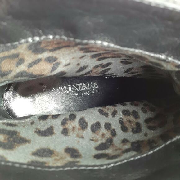 AQUATALIA Boots Heels Size‎ 6.5 Suede Pleated Patent Ankle Booties Gray - Picture 11 of 13